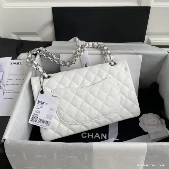 Hyper Peter A01112 White Bag Large Calfskin Flap 2.55 CHANEL Leather 0624